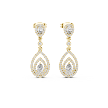 Designer Pear Halo Diamond Earrings | Modern Statement Jewelry