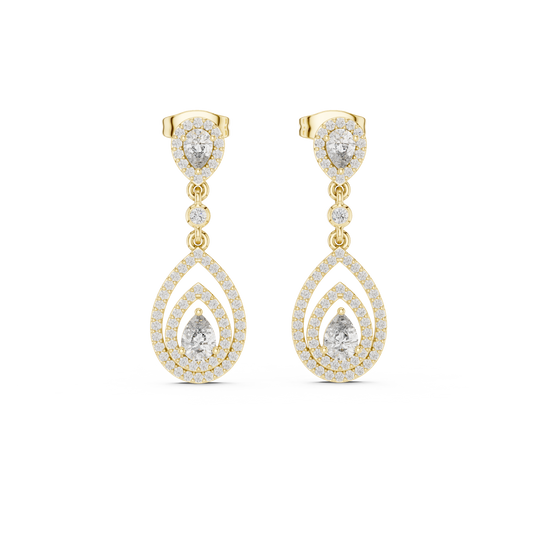 Designer Pear Halo Diamond Earrings | Modern Statement Jewelry