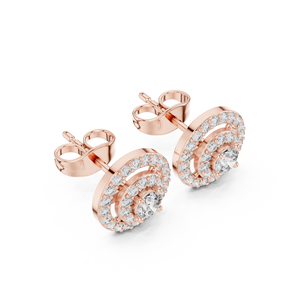 Sparkling Round Cut Diamond Halo Earrings for Women