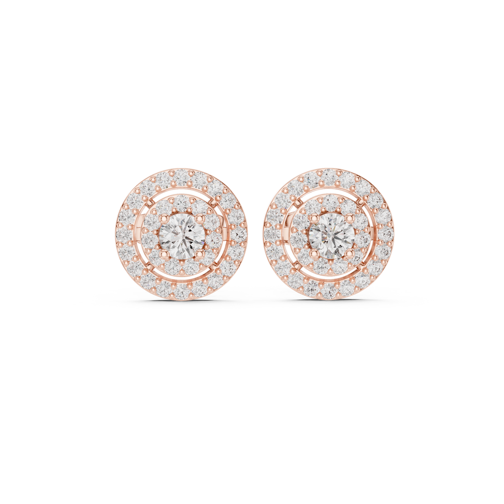 Sparkling Round Cut Diamond Halo Earrings for Women