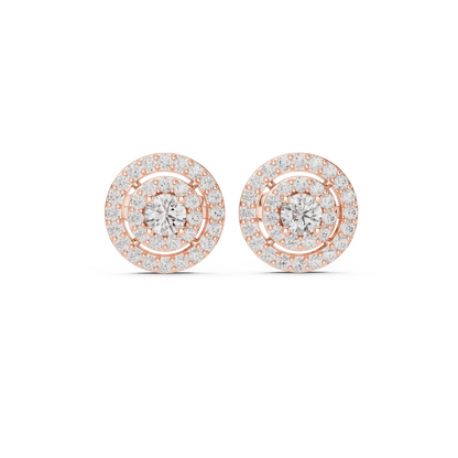 Sparkling Round Cut Diamond Halo Earrings for Women