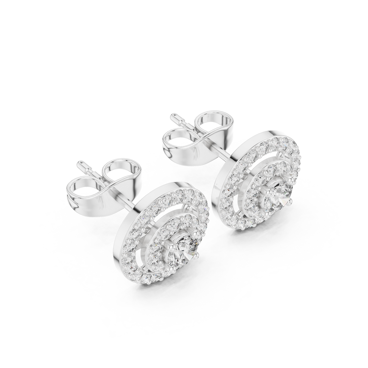 Sparkling Round Cut Diamond Halo Earrings for Women