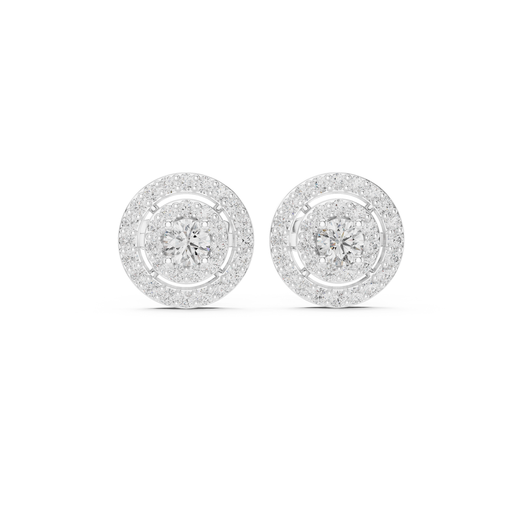Sparkling Round Cut Diamond Halo Earrings for Women