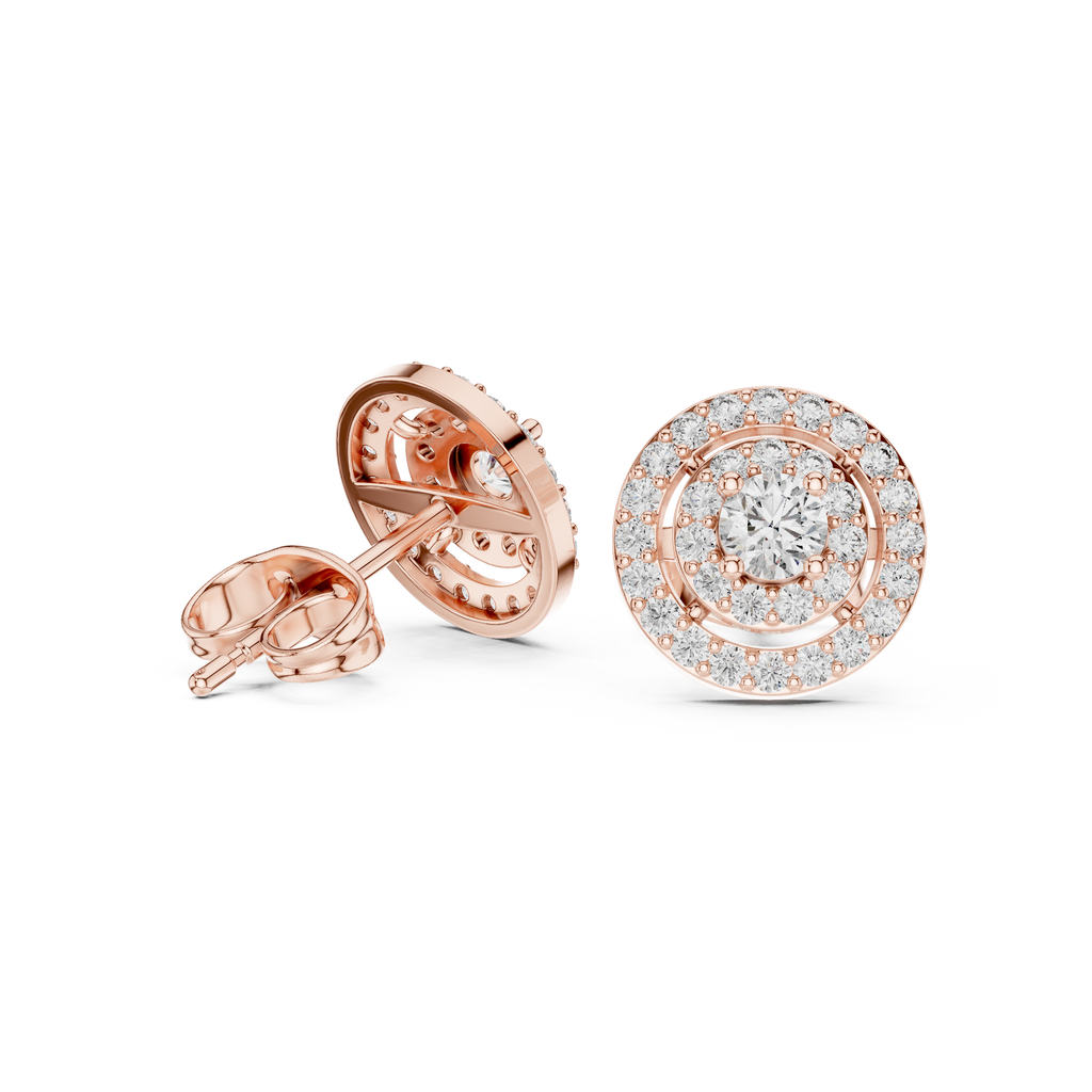 Sparkling Round Cut Diamond Halo Earrings for Women