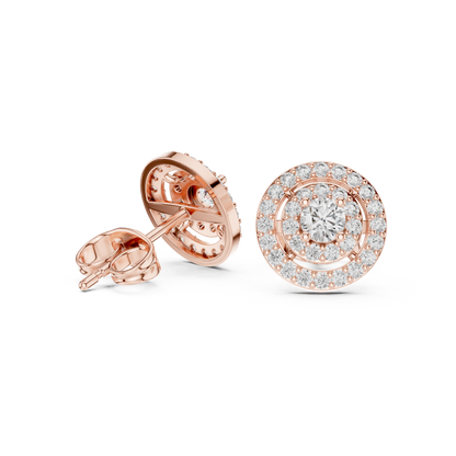 Sparkling Round Cut Diamond Halo Earrings for Women