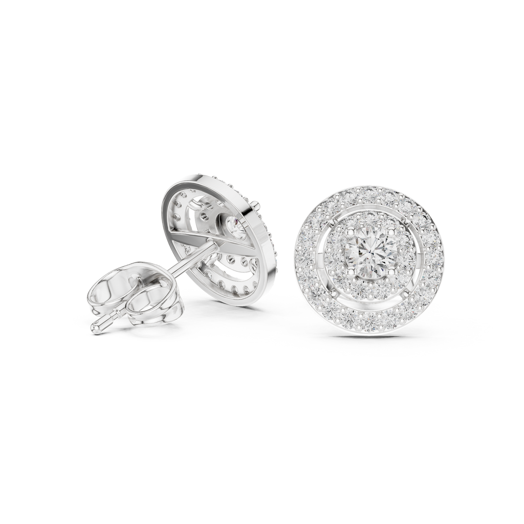 Sparkling Round Cut Diamond Halo Earrings for Women
