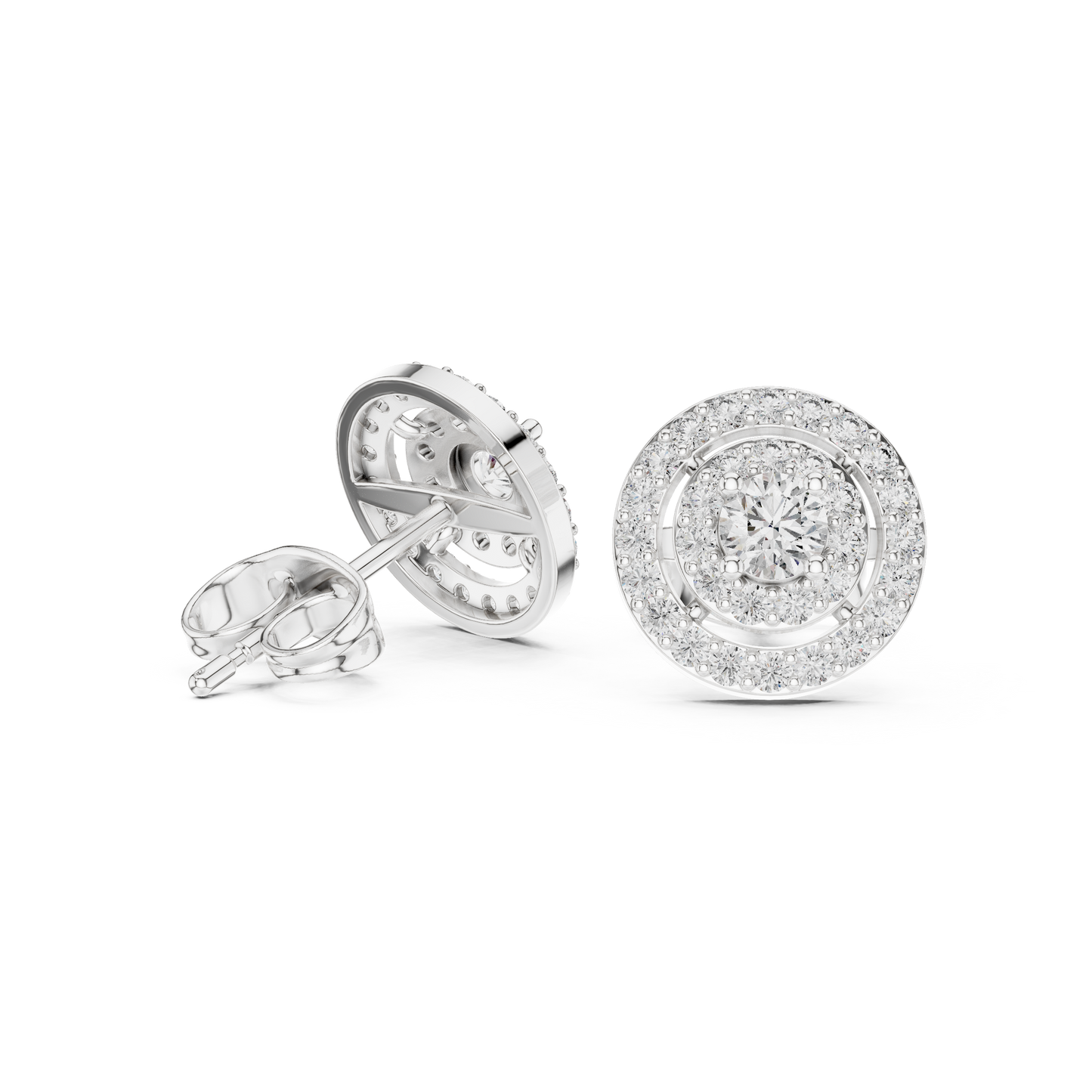 Sparkling Round Cut Diamond Halo Earrings for Women