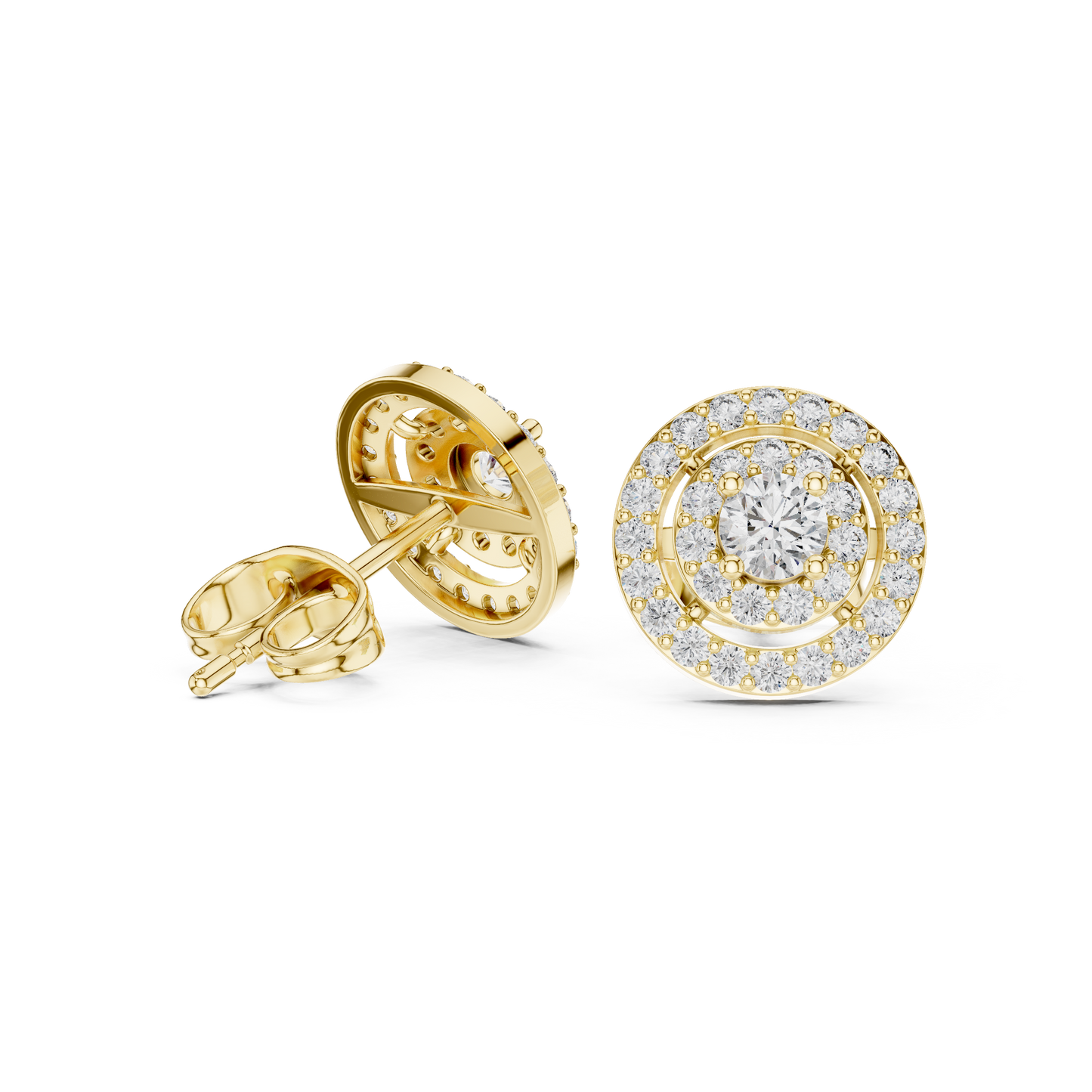 Sparkling Round Cut Diamond Halo Earrings for Women