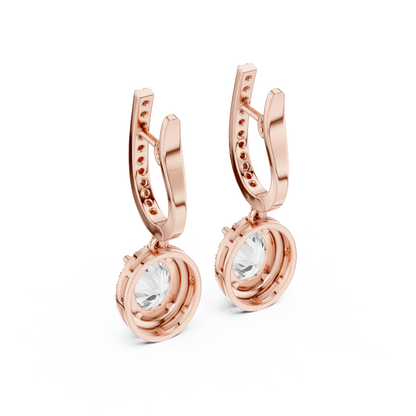 Luxury Oval Cut Diamond Drop Earrings with Halo Setting