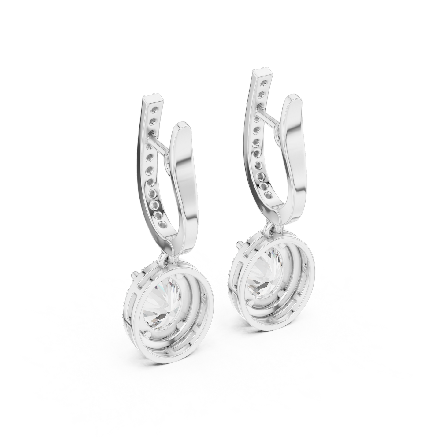 Luxury Oval Cut Diamond Drop Earrings with Halo Setting