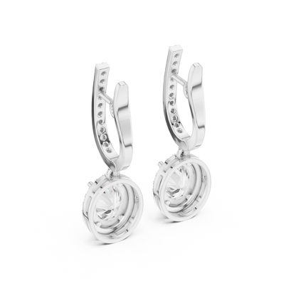 Luxury Oval Cut Diamond Drop Earrings with Halo Setting