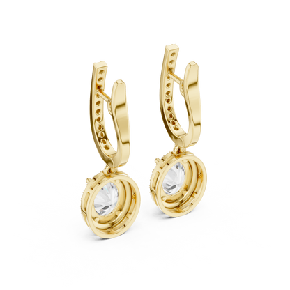 Luxury Oval Cut Diamond Drop Earrings with Halo Setting