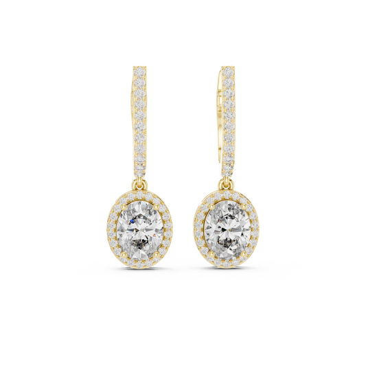 Luxury Oval Cut Diamond Drop Earrings with Halo Setting
