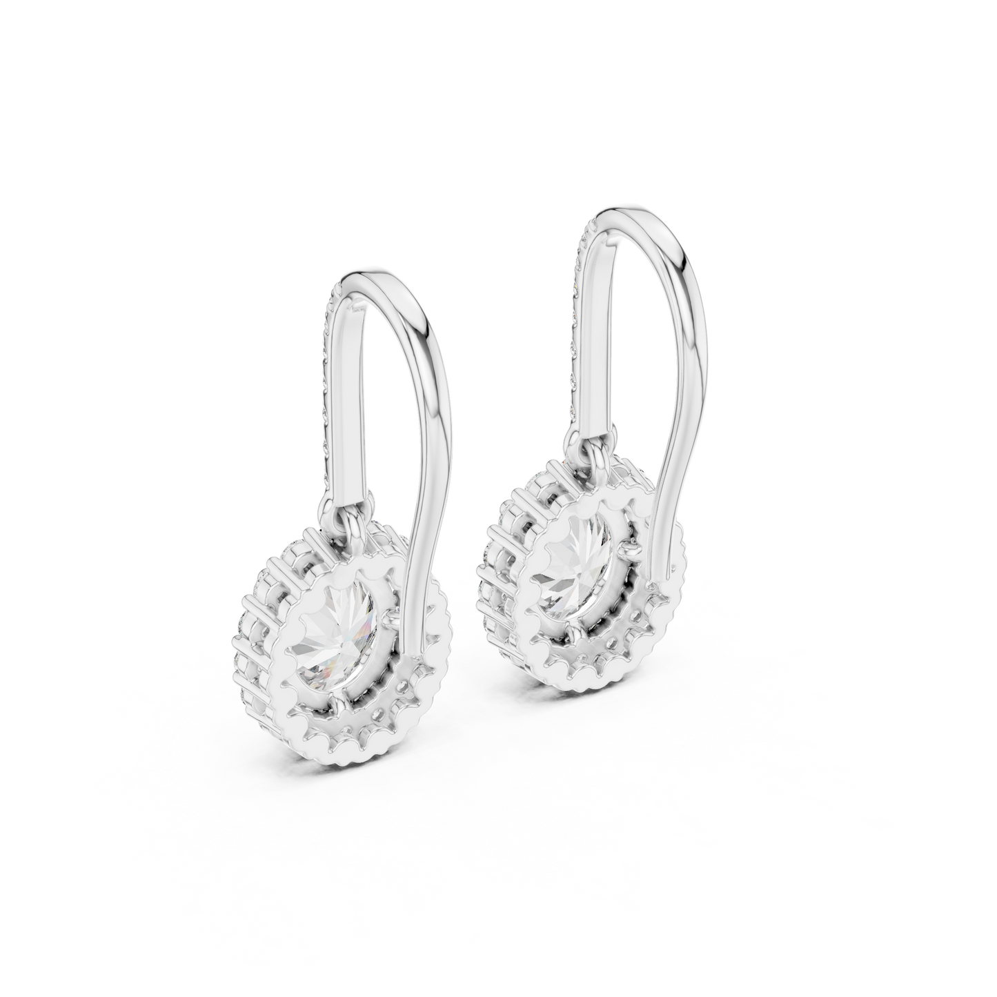 Rose Gold Diamond Dangle Earrings | Timeless Oval Halo Design