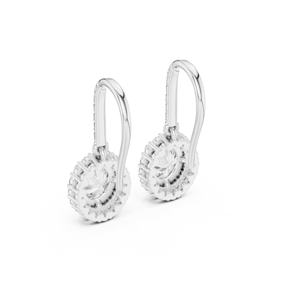 Rose Gold Diamond Dangle Earrings | Timeless Oval Halo Design