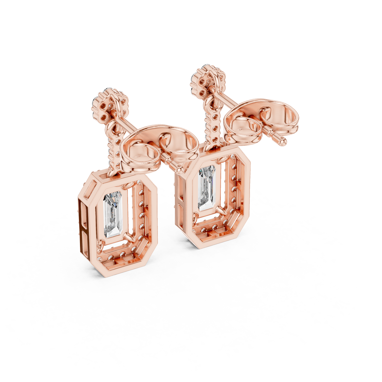 Designer Emerald Cut Diamond Dangle Earrings for Women