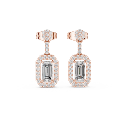 Designer Emerald Cut Diamond Dangle Earrings for Women
