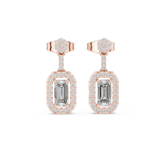 Designer Emerald Cut Diamond Dangle Earrings for Women