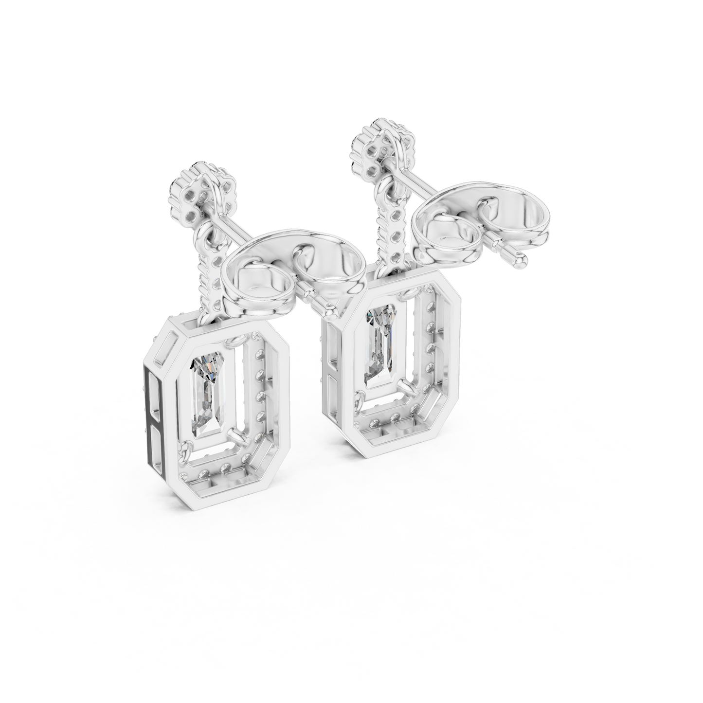 Designer Emerald Cut Diamond Dangle Earrings for Women