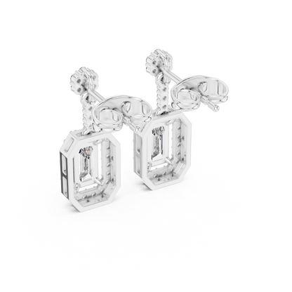 Designer Emerald Cut Diamond Dangle Earrings for Women