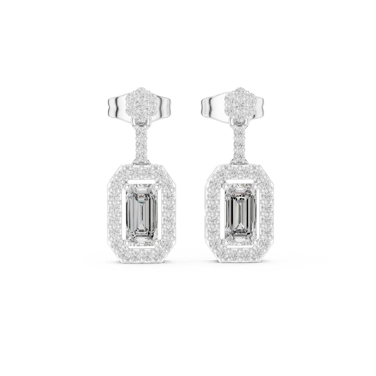 Designer Emerald Cut Diamond Dangle Earrings for Women