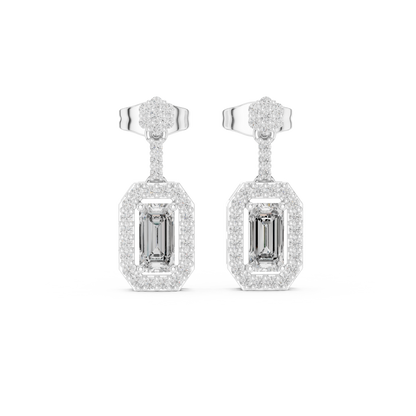 Designer Emerald Cut Diamond Dangle Earrings for Women