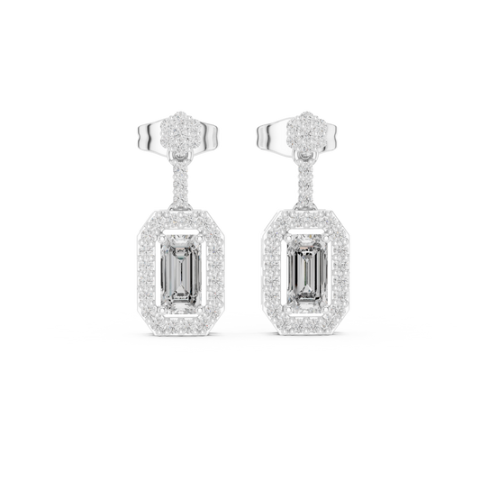 Designer Emerald Cut Diamond Dangle Earrings for Women