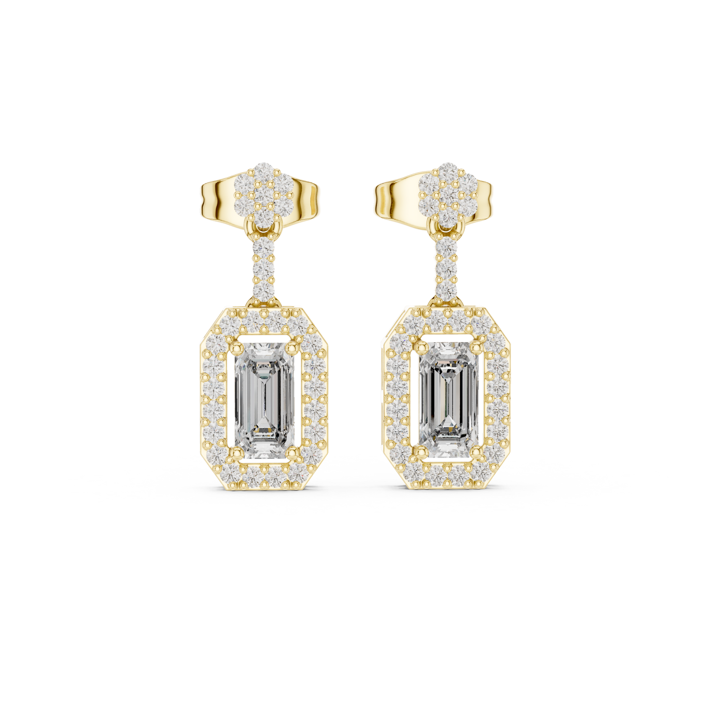 Designer Emerald Cut Diamond Dangle Earrings for Women