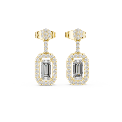 Designer Emerald Cut Diamond Dangle Earrings for Women