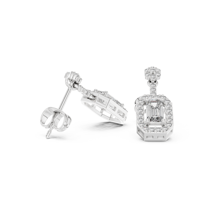 Designer Emerald Cut Diamond Dangle Earrings for Women