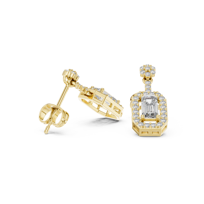 Designer Emerald Cut Diamond Dangle Earrings for Women