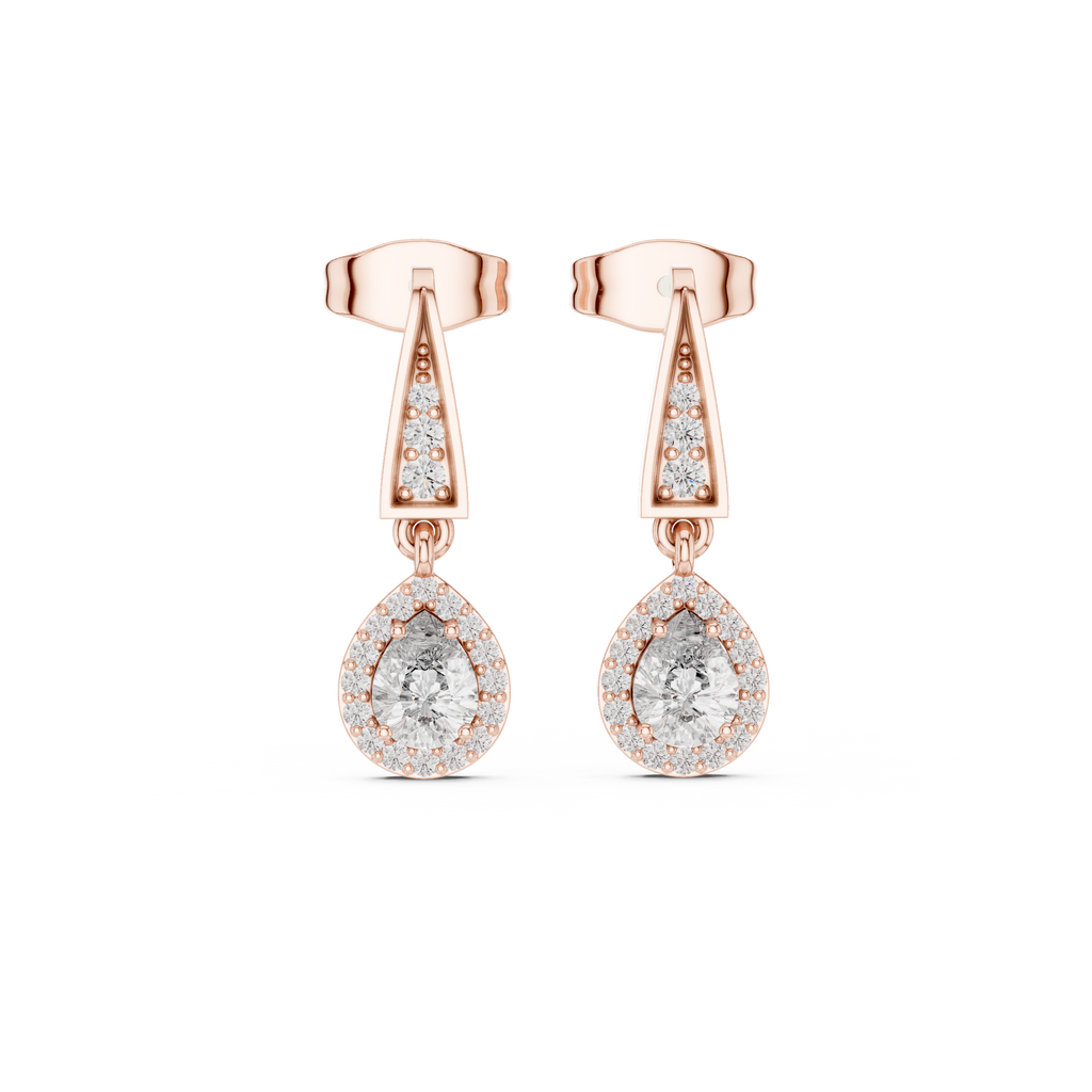Designer Diamond Drop Earrings with Geometric Bar Detail
