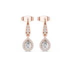 Designer Diamond Drop Earrings with Geometric Bar Detail