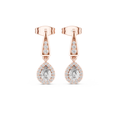 Designer Diamond Drop Earrings with Geometric Bar Detail