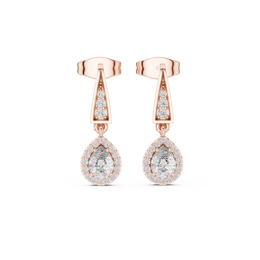 Designer Diamond Drop Earrings with Geometric Bar Detail