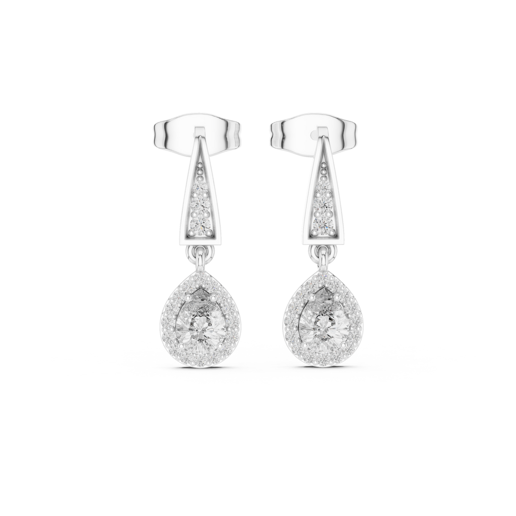 Designer Diamond Drop Earrings with Geometric Bar Detail