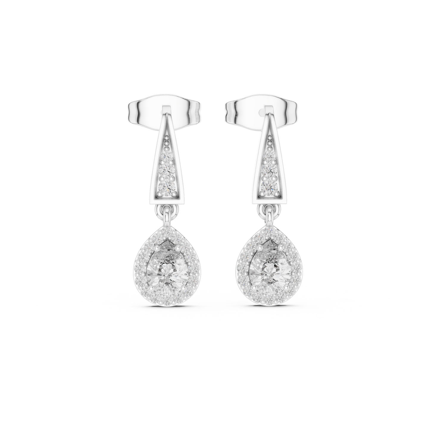 Designer Diamond Drop Earrings with Geometric Bar Detail