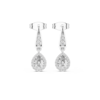 Designer Diamond Drop Earrings with Geometric Bar Detail