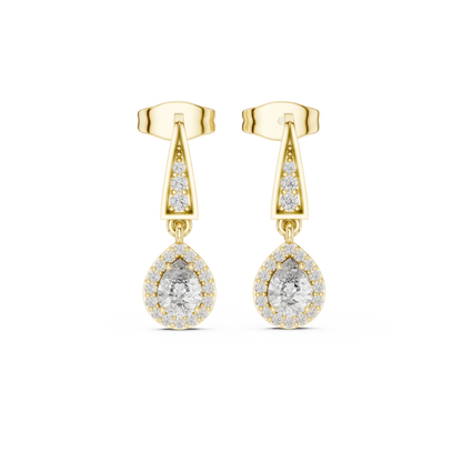 Designer Diamond Drop Earrings with Geometric Bar Detail