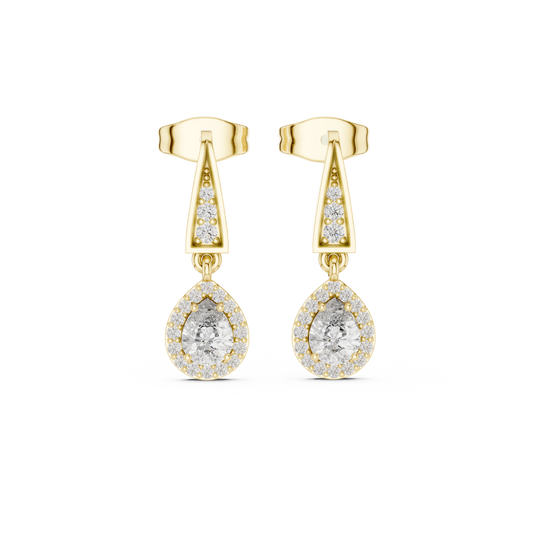 Designer Diamond Drop Earrings with Geometric Bar Detail
