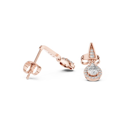 Designer Diamond Drop Earrings with Geometric Bar Detail