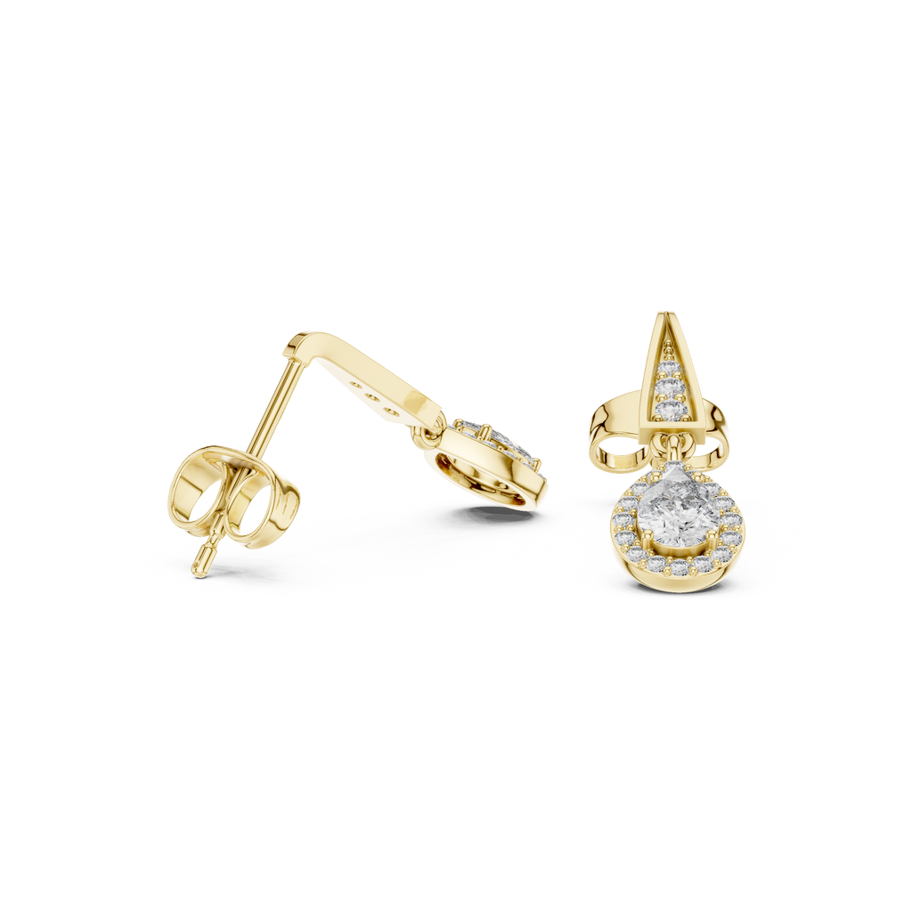 Designer Diamond Drop Earrings with Geometric Bar Detail