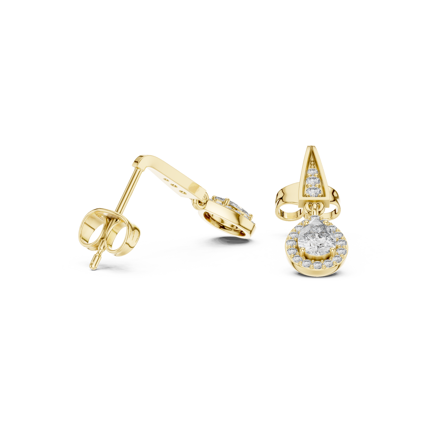 Designer Diamond Drop Earrings with Geometric Bar Detail