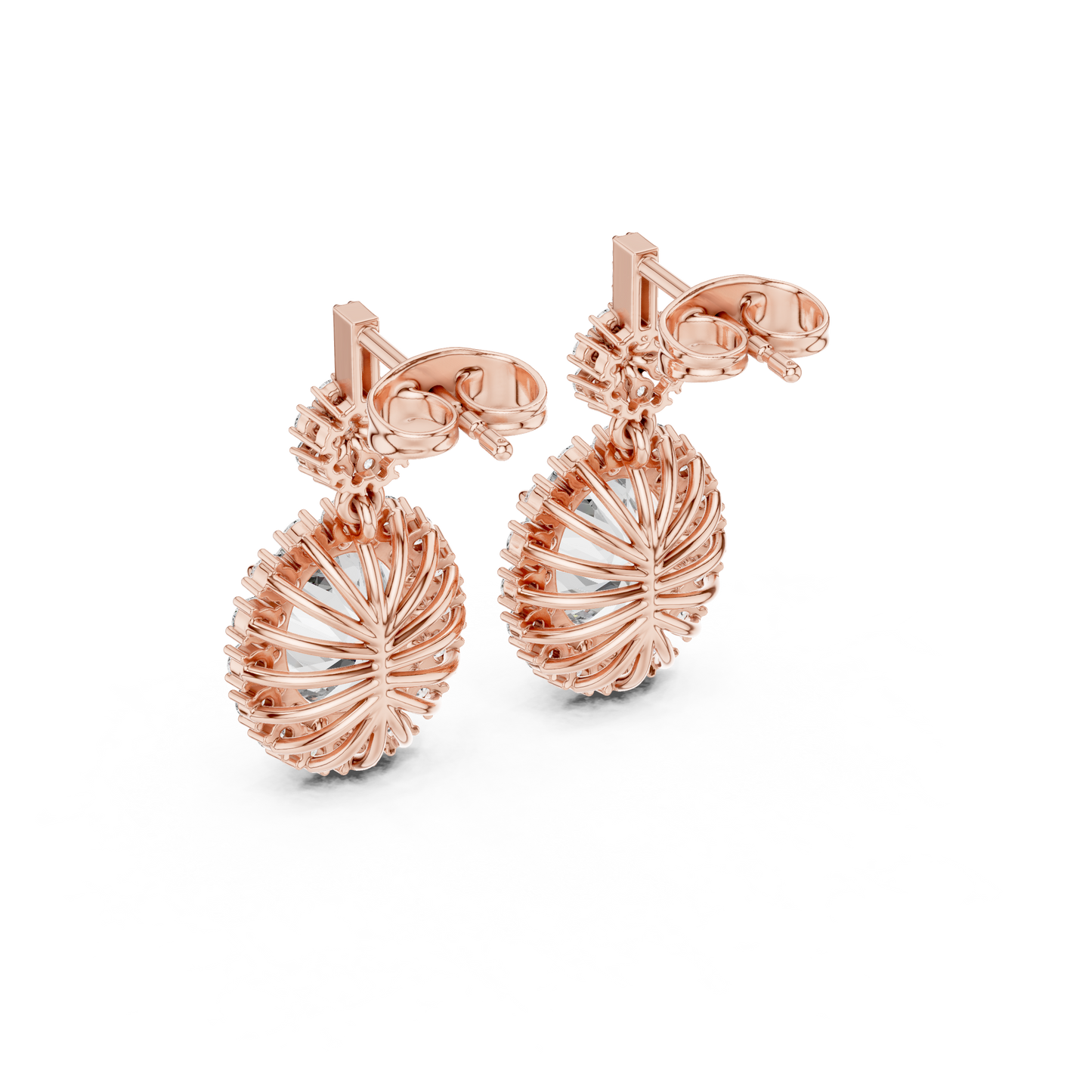 Luxury Oval Diamond Drop Earrings with Floral Halo Design