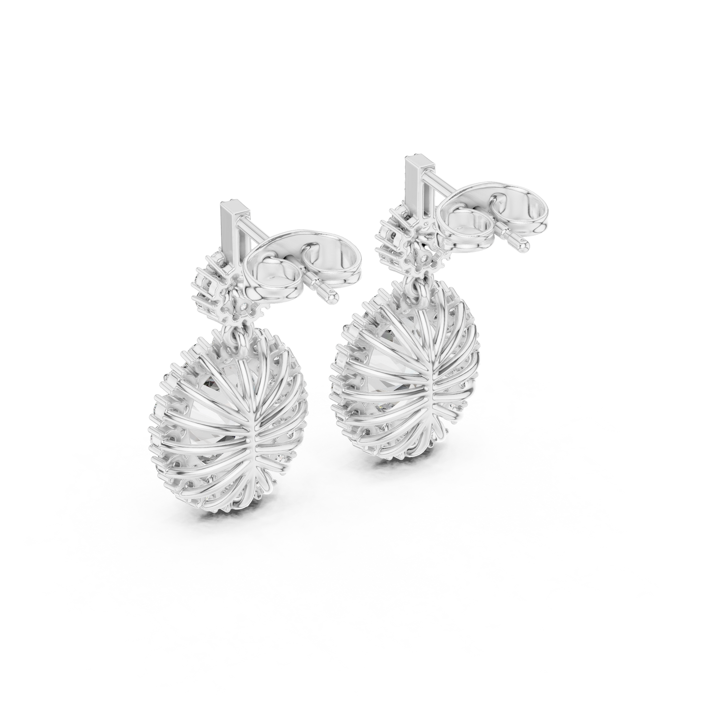 Luxury Oval Diamond Drop Earrings with Floral Halo Design