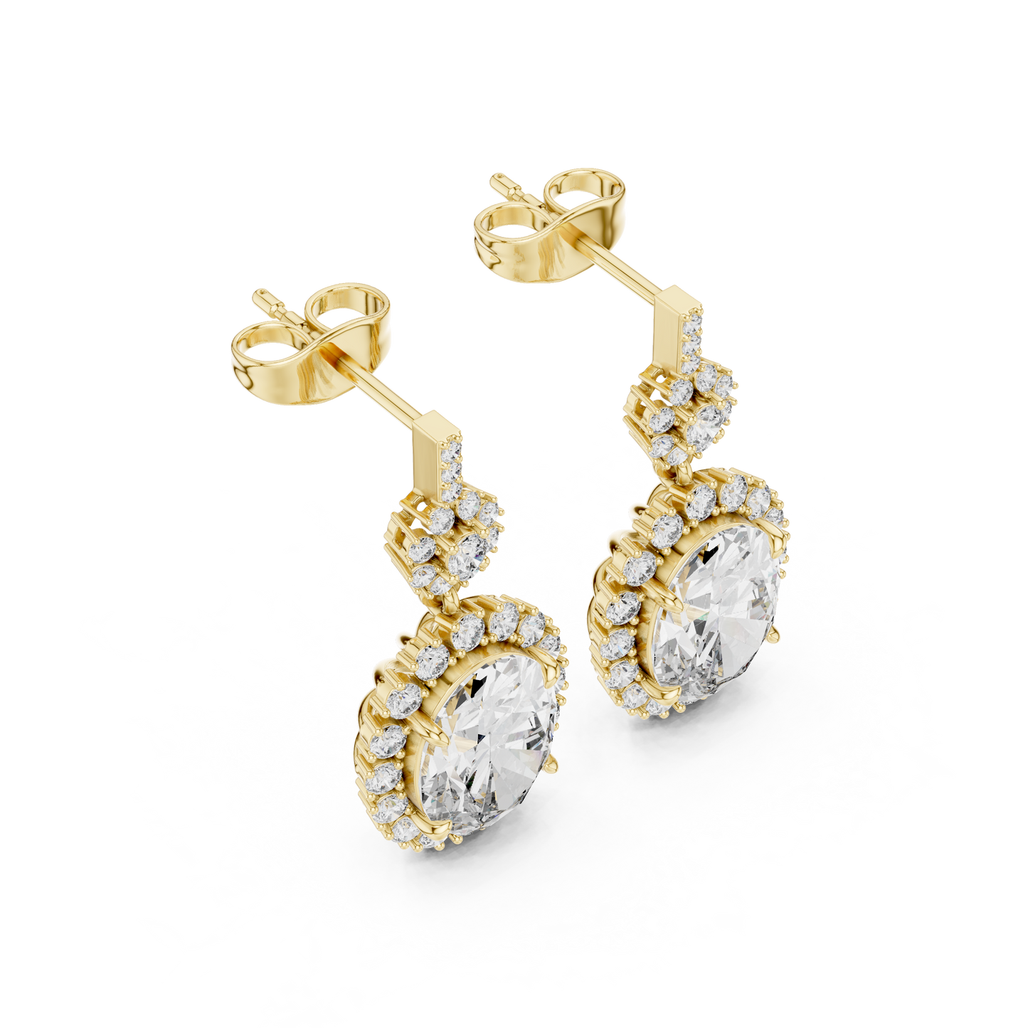 Luxury Oval Diamond Drop Earrings with Floral Halo Design