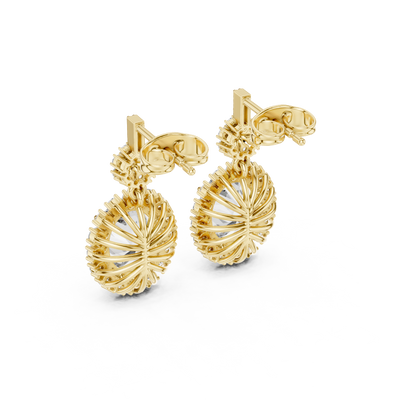 Luxury Oval Diamond Drop Earrings with Floral Halo Design