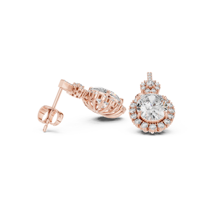 Luxury Oval Diamond Drop Earrings with Floral Halo Design