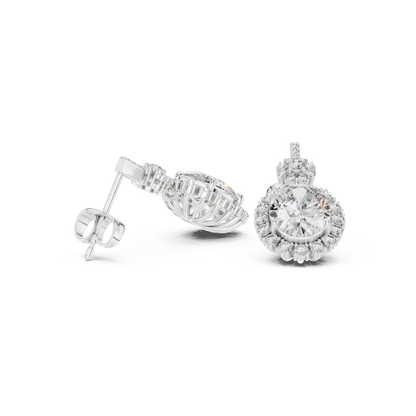 Luxury Oval Diamond Drop Earrings with Floral Halo Design