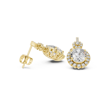 Luxury Oval Diamond Drop Earrings with Floral Halo Design